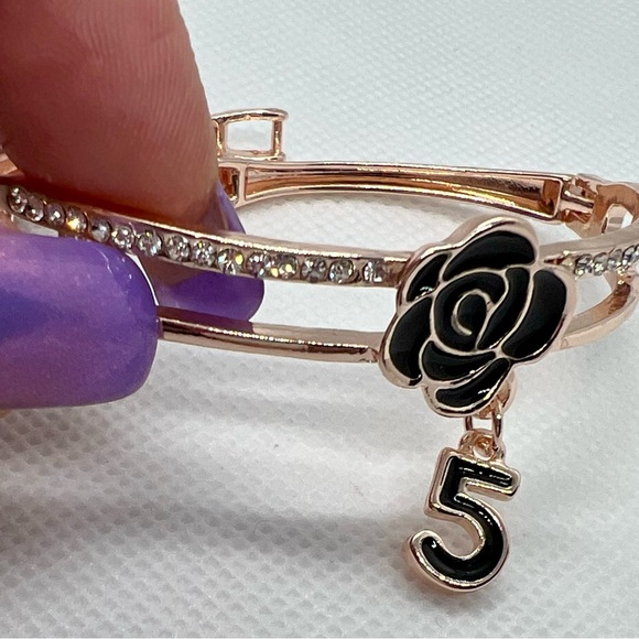 NEW! Fashion Rose Gold Tone Camila #5 Bracelet with Tiny Rhinestones - Stunning! - Picture 8 of 11
